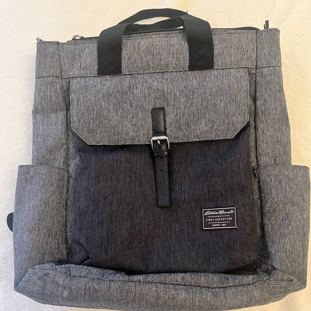 Eddie Bauer First Adventure Gray Heather Diaper Bag Backpack Convertible